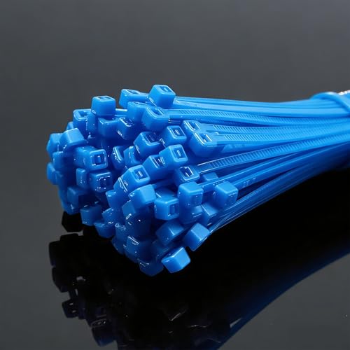 Zip Ties, 100pcs Blue Zip Ties 8 Inch, Plastic Ties Small Zipties Cable Tie Wraps, Multi-Purpose Cable Management Ties, Self-Locking Ziptie for Office and Home(Can bear 30lb) - color: Blue, size: 8" (100 Pack)