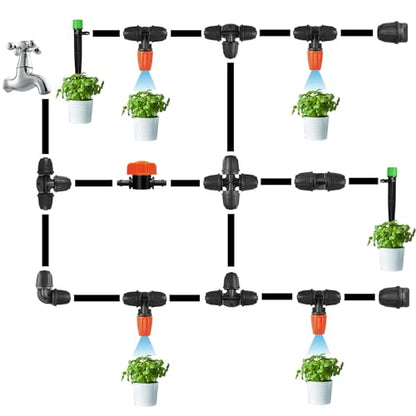1/4 Inch Drip Irrigation Valves, 35 Pcs Drip Irrigation Shut Off Switch Valves for 1/4" Drip Irrigation Tubing, Water Flow Control Valve Drip Line Cut Off Valve for Drip Sprinkler Garden System - size: 4/7mm Valves-35P