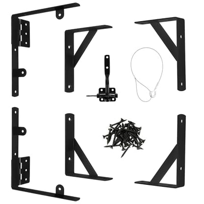 Fence Gate Kit Gate Hardware, Corner Brace Brackets Anti Sag Gate Kit Heavy Duty Gate Hardware for Wooden Fence,Shed Doors, Driveway Gates, Corral Gates, Wood Windows（1 Set)