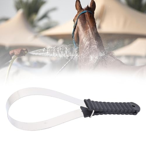 Stainless Steel Horse Curry Comb, Shedding Blade Horse Brush Scraper Dog Shedding Blade Stainless Steel Grooming Blade for Horse Hair Cleaning