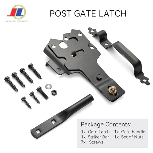 Modern Black Gate Latch Set, Heavy Duty Outdoor Gate Hardware with Latch and Handle, Anti-Rust Coated for Wooden Fence, Garden, Farm & Driveway Gates - size: Modern Door Post