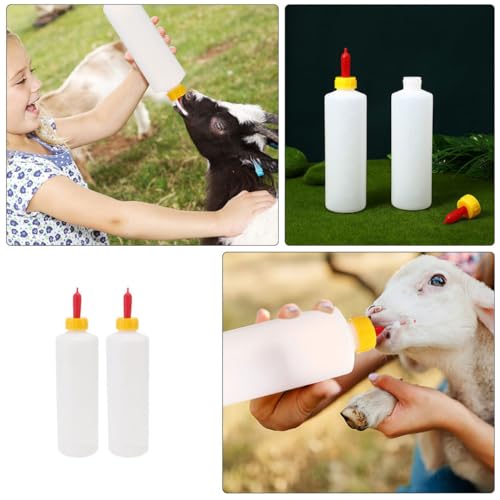 GANAZONO 2sets Small Animal Feeding Bottle for Calf Puppy Goat Kitten Milk Replacement Farmhouse Ranch Lamb Nursing Supplies - size: 23.50X6.00X6.00CM