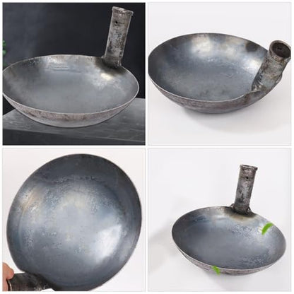 UKCOCO Thickened Large Iron Ladle 13.5cm Long Handle Sturdy Water Scoop Multi-function Steel Spoon for Kitchen, Industrial Use, and Livestock Feeding