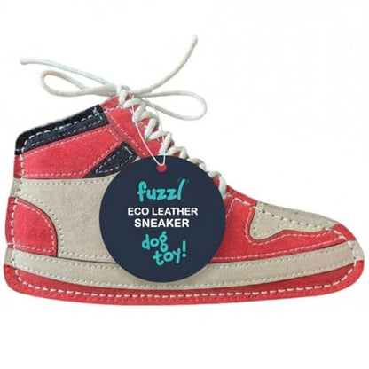 Fuzzl Eco Leather Sneaker Toy Natural and Tough Dog Toys - Long Lasting Chew Toys for Aggressive Chewers - Strong Dog Toy for Dogs and Puppy - style: Sneaker