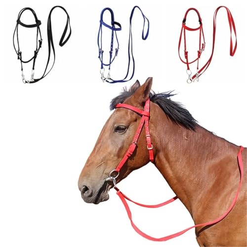 Cattle Halter Thickened Horse Halters Comfortable Adjustable Strap Neck Stretcher Durable Bridle Training Rope for Gentle Control Calves During Grooming - color: Blue-L