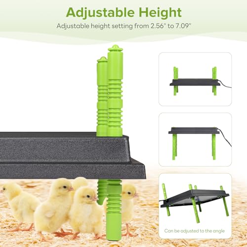 Tetuga Chick Heating Plate - 12 x 16 Inch Chicken Heater Plate for Chicks with Adjustable Height & Angle - 30W Safer Than Brooder Lamp Warms Up to 40 Chicks - size: 12x16 Inch