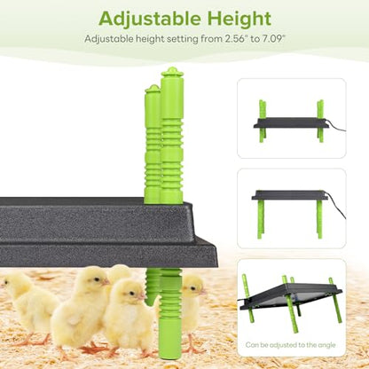 Tetuga Chick Heating Plate - 12 x 16 Inch Chicken Heater Plate for Chicks with Adjustable Height & Angle - 30W Safer Than Brooder Lamp Warms Up to 40 Chicks - size: 12x16 Inch