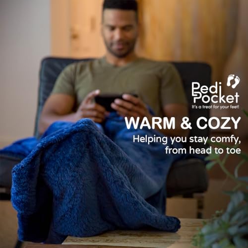 PediPocket Patented Foot Pocket Blanket – 50” x 70” with 20” Deep Foot Pocket, Plush Velvety Fleece Blanket, Everyday Luxurious Comfort, Machine Washable,Gift Idea – Marvelous Midnight (Non-Electric) - color: Marvelous Midnight
