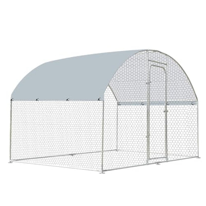 Outdoor Metal Chicken Coop Large Walk-in Poultry Cage Spire-Shaped Chicken Run with Waterproof and Anti-Ultraviolet Cover for Outside,Backyard and Farm,4.9' L*9.8' W*6.4' H - size: 58.8"L x 117.6"W x 76.8"H