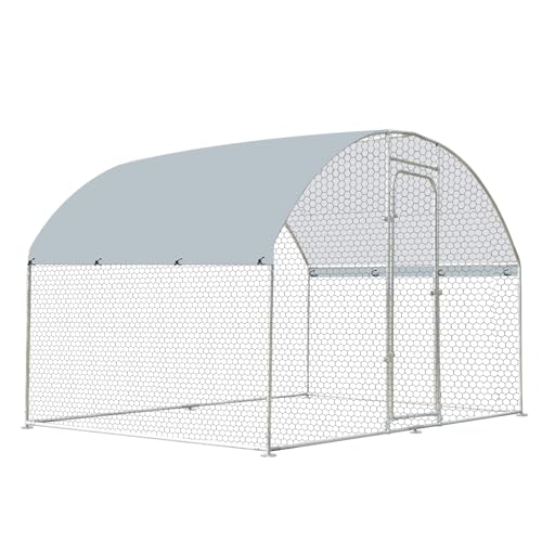 Outdoor Metal Chicken Coop Large Walk-in Poultry Cage Spire-Shaped Chicken Run with Waterproof and Anti-Ultraviolet Cover for Outside,Backyard and Farm,4.9' L*9.8' W*6.4' H - size: 58.8"L x 117.6"W x 76.8"H