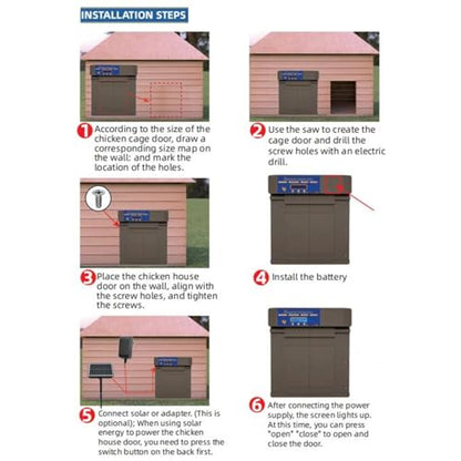 Automatic Chicken Coop Door Opener, Solar Battery Powered with LED Display, Timer Function, Double Doors Electric for Chickens, Ducks, Geese, Easy to Set Opening and Closing Time (Dark Brown) - color: Dark Brown