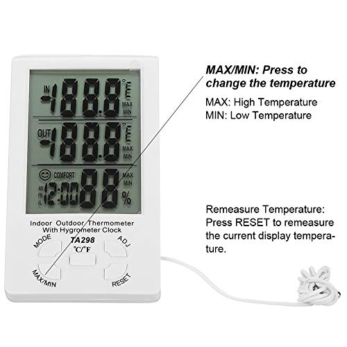 Electronic Temperature Humidity Meter, with Probe for Indoor Outdoor Farm Use, Digital Hygrometer Thermometer