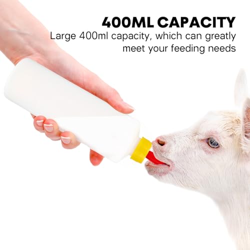 VOSAREA 1 Set Goat Feeding Bottles 400ml Plastic Lamb Milk Bottles Livestock Nursing for Farm Use