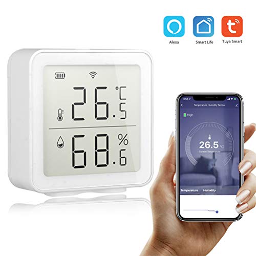 Pssopp Smart Temperature Humidity Monitor Wireless Thermometer Hygrometer with Remote Monitoring Alarms for Indoor Outdoor Beekeeping Greenhouse Farm (White)