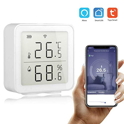 Pssopp Smart Temperature Humidity Monitor Wireless Thermometer Hygrometer with Remote Monitoring Alarms for Indoor Outdoor Beekeeping Greenhouse Farm (White)