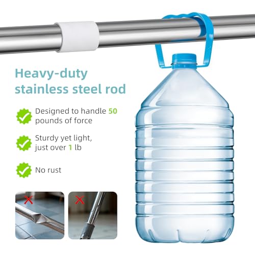MOPALL Shower Brush for Cleaning with 55" Long Handle for Bathtub Scrubber | Dual sided Stiff Bristle, 180° Rotatable V Shape Head, Heavy Duty Stainless Steel Handle, for Tile, Patio/Deck/Garage/Corner