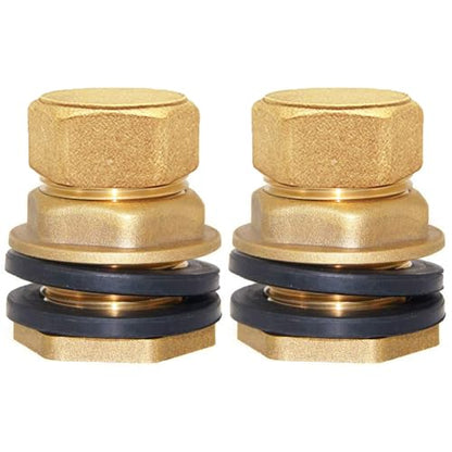 Joywayus 2Set Brass Male Bulkhead Kit Include 3/8" Female 1/2" Male Water Tank Connector Threaded And 1/2" Female Outer Hex Head End Pipe Caps with Rubber Gasket - size: 1/2" Male x 3/8" Female-2PCS