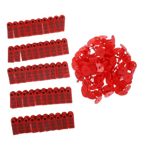 100Pcs Lightweight Plastic Animal Ear Tags for Livestock Identification Numbered Ear Markers for Goats Sheep Pigs Cattle Engraved Numbers for Efficient Farm