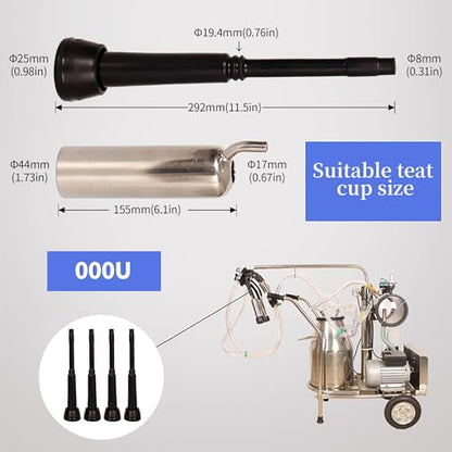4 Pcs 000U Milking Machine Liners Replacement Compatible with De Laval 292mm, Black Soft Food-Grade Rubber Teat Cup Liners, Fit Ø44mm Cup Shell for Dairy Cow & Livestock - size: 000U 292mm Fit Ø44mm