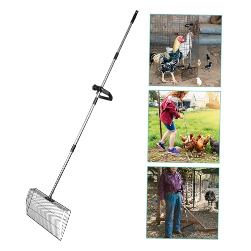 Metal Scooper with Long Handle Chicken Coop Cleaning Shovel Heavy Duty Poultry Manure Scoop for Farm and Home Use 38cm