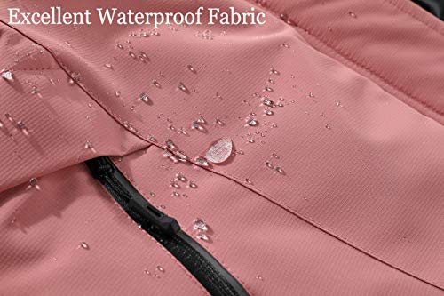 SUOKENI Women's Waterproof Warm Winter Snow Coat Hooded Raincoat Ski Snowboarding Jacket - color: Pink, size: X-Large