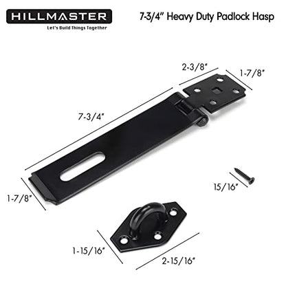 HILLMASTER Heavy Duty Door Hasp Latch 7-3/4" Extra Thick Steel Safety Gate Door Lock Padlock Clasp Hasp Lock Latch for Fence Gate Barn Door Shed Closet Cabinet, Black Finish (Pack of 2) - size: Straight (Pack of 2)