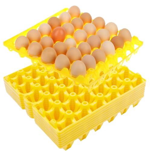 EATAKWARD 8 PCS Plastic Egg Trays Egg Crates 30-Egg Flats for Home Chicken Farmers, Stackable Egg Cartons Hold Multiple Eggs, Great for Storing, Sorting, and Shipping Eggs