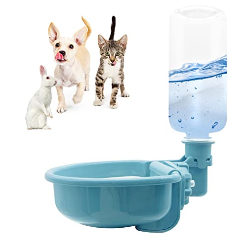 VANNON 16oz Pet Water Bottle, Gravity Dog Water Bowl Dispenser for Cage, Anti-Overflow Water Dispenser for Small Dogs, Cats, Rabbits and Other Small Animals, BPA Free, Blue - color: B-Blue, size: 16oz