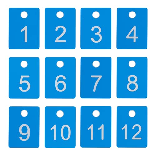 ABS Plastic Numbered Key Tags Rectangle ID Tag Number Disc with Hole (1-50, Blue) - color: Blue, size: 1-50
