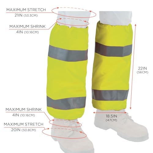 Ergodyne GloWear 8008 High Visibility Reflective Leg Gaiters, Lime - color: Lime