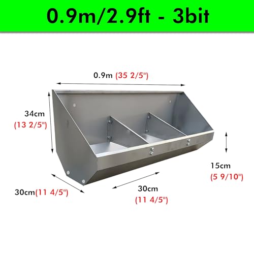 Feeding Troughs for Livestock/Piggery/Sheds Pen/Farms, Long 70 90 120 150 180 CM 2M Pig Food and Hay Feeder, Heavy-Duty Poultry Hog Feed Trough, Easy to Clean(0.9m/2.9ft - 3bit) - size: 0.9m/2.9ft - 3bit