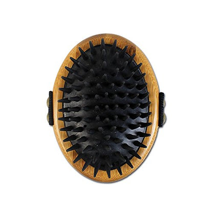 Bamboo Groom Curry Brush with Rubber Bristles for Pets - style: Curry Brush with Rubber Bristles