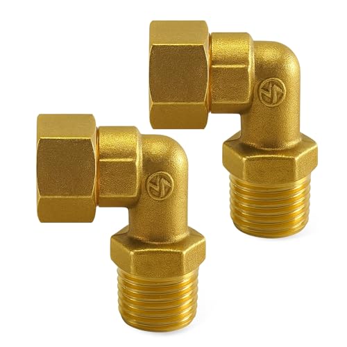 2-Pack Clawfoot Tub Faucet Elbow Adapter Installation Kit, 1/2" IPS Female to 1/2" IPS Male Connector, Brass 90-Degree Water Line Fittings for Bathtub or Shower, 1 Pair - size: 2 Gold
