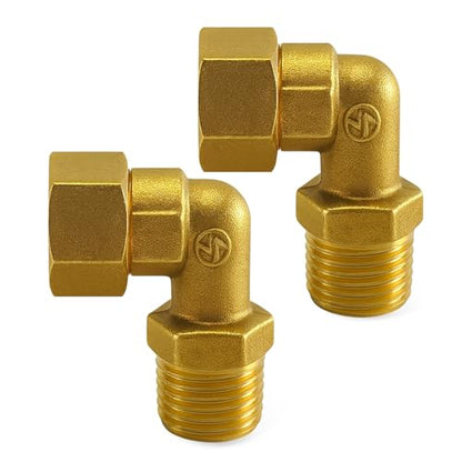 2-Pack Clawfoot Tub Faucet Elbow Adapter Installation Kit, 1/2" IPS Female to 1/2" IPS Male Connector, Brass 90-Degree Water Line Fittings for Bathtub or Shower, 1 Pair - size: 2 Gold