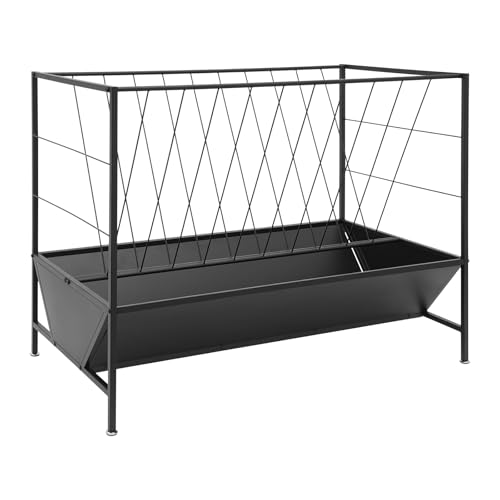 Heavy Duty 2-in-1 Livestock Feeder,Pasture Hay Feeder, Large-Capacity Hay Feed Trough with 30 Gallon Grass Rack