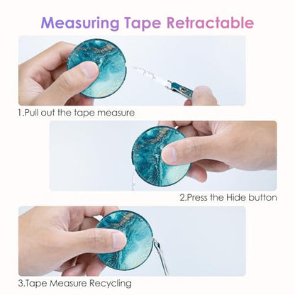 Sewing Tape Measure，Colour Printed Small Retractable Soft Measuring Tape for Tailor Cloth Fabric Body Measurements. - color: Blue Ocean