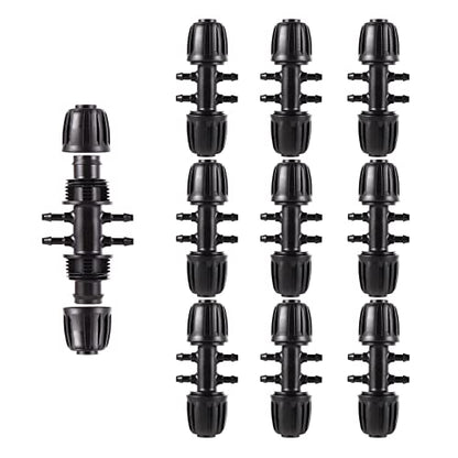 Barbed Tee 1/2 Inch to 1/4 Inch Irrigation Tube Fittings for (1/2'' ID x 0.60''-0.63'' OD) 16mm Drip Tubing Anti-Drop Barbed Connectors,6-Way-10 Pcs - size: 10 Pcs Barbed Tee Six-way