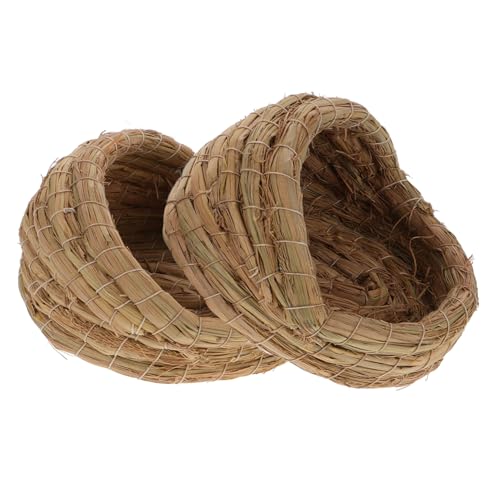ORFOFE 2pcs Natural Straw Woven Chicken Nest Coop Nesting Pad for Chickens Small Pet Bed