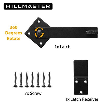 HILLMASTER Sturdy 6" Farm Flip Fence Gate Latch, Barn Door Lock Flip Latch Hardware, Rustic Gate Lock for Cabinet, Shed, Sliding Doors, Matte Black (Pack of 2) - size: 6in (Pack of 2)