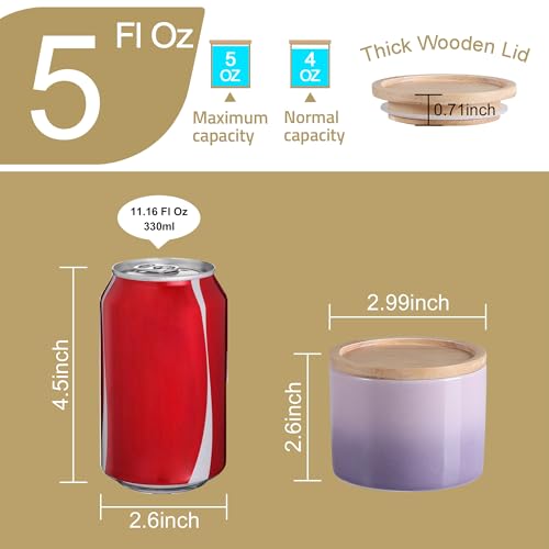 Sweejar Kitchen Canisters Ceramic Food Storage Jar, Stackable Containers with Airtight Seal Wooden Lid for Serving Ground Coffee, Tea, Sugar, Spice and More - 5 Fl Oz(Gradient Purple) - color: Gradient Purple, style: 5 Fl Oz (3.3"x2.6")