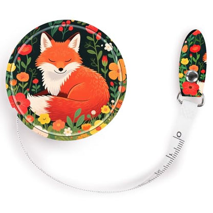 Retractable Mini Tape Measure, Auto-Retract, Premium Leather Tape Measure, Dual-Sided Ruler, Ideal for Fabric Cutting, Body Measurements, and Handicrafts (Red Fox) - color: Red Fox