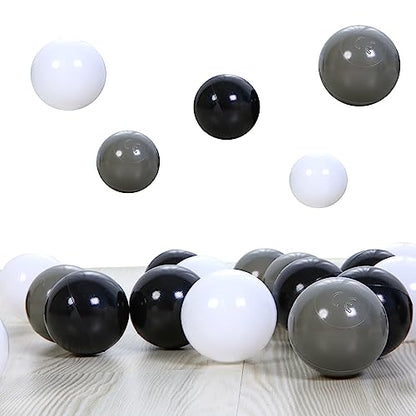 Colorful 100pcs Ball Pit Balls 2.2-inch Plastic Ocean Ball Crush Proof Stress Balls for Kids Pool Ball Playhouse Pit Accessories - color: Black, Grey, White