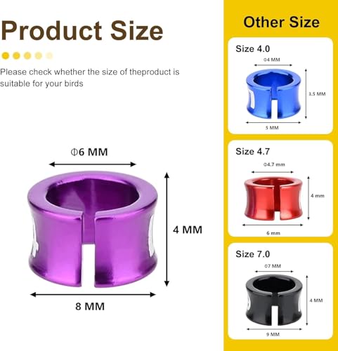 Open Bird Foot Ring, Aluminum Alloy Split Bird Leg Ring for Parrots,Hibiscus,Peonies,Pigeons (6.0mm,50pcs) - color: ID6.0, size: Open