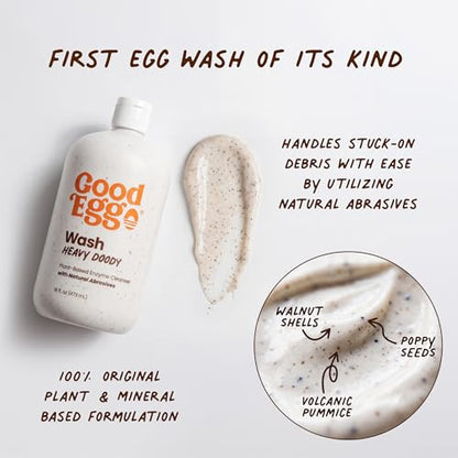 GoodEgg Heavy Doody Egg Wash, 16 oz Heavy Duty Plant-Based Enzyme Cleanser with Natural Abrasives, Egg Washer Scrubber for Fresh Eggs, Chicken Coop Cleaning, Made in USA
