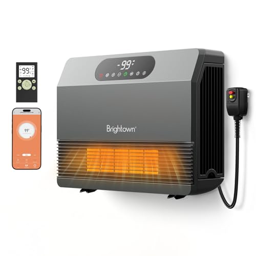 Brightown Wall Heater for Indoor Use, Space Heater with ALCI Plug 1500W, 5 Modes, Adjustable Thermostat, Easy Install Heater for Bedroom Bathroom with Remote Control, 12H Timer, Work with Alexa, Grey - color: Grey, size: ALCI Plug