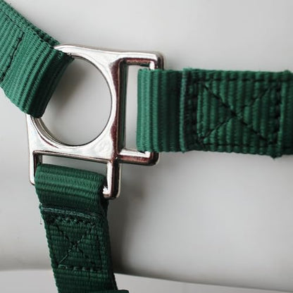Heavy Duty Soft Nylon Horse Halter, Padded and Adjustable, Chin and Throat Snap Hook Halters for Horses, Heavy-Duty Metal Buckle - color: Dark Green