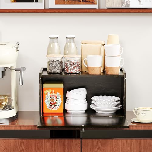 Trironsun Bamboo Bread Box for Kitchen Counter Farmhouse Bread Storage Container Large Capacity Bread Storage Bin Bread Holder (Antique Back) - color: Antique Back