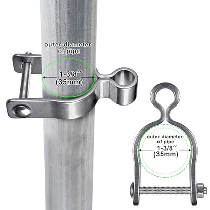 Insaga 2Pack Heavy Duty Wall Mount Gate Hinges, 304 Stainless Steel Chain Link Fence Gate Hinges for Farm, 1-3/8" Pipe Gate Hinge with 5/8" Pin, T-Post Gate Hinge Kit for Wooden & Metal Fence - size: 1-3/8''-2Pack
