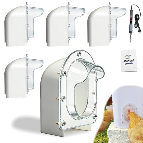 Chicken Feeder Port ProMAX,1.6×Taller Anti-Snag Opening,Clear View Cover,Real No Waste Automatic Poultry Feeder(5-Pack with Soldering Iron) - size: 5-Pack with Soldering Iron