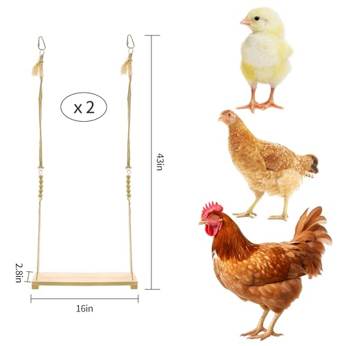 Chicken Swing Toy, 2 Pack Chicken Toys, Wood Chicken Swing Toy, Wood Chicken Swing for Chickens Rooster Poultry Parrots - size: 2pcs Chicken Swings
